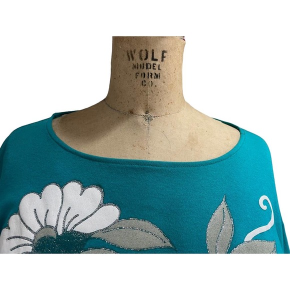 Vintage K.T. Sports Womens Casual Shirt Top Green Floral 3/4 Sleeve S - Picture 2 of 7